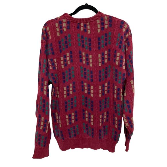Vintage Red Geometric Print Grandpa Sweater - Size L - Picture 5 of 5